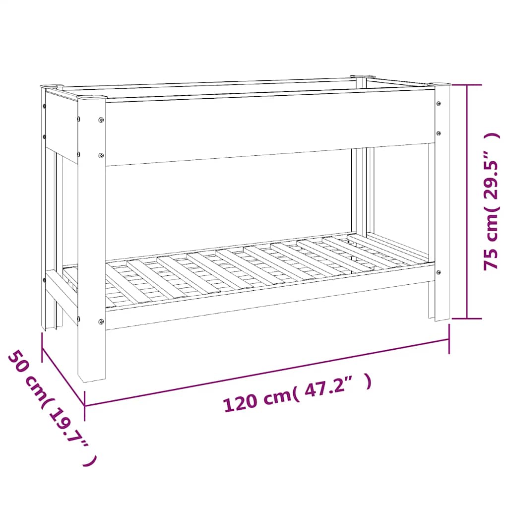 Garten-Hochbeet mit Ablage 50x50x90 cm WPC Grau