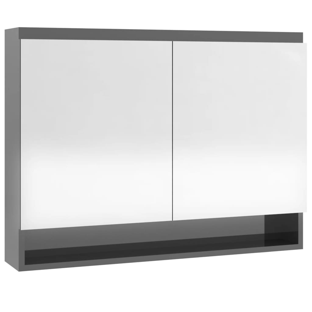 Spiegelschrank fürs Bad 80x15x60 cm Glänzend Schwarz