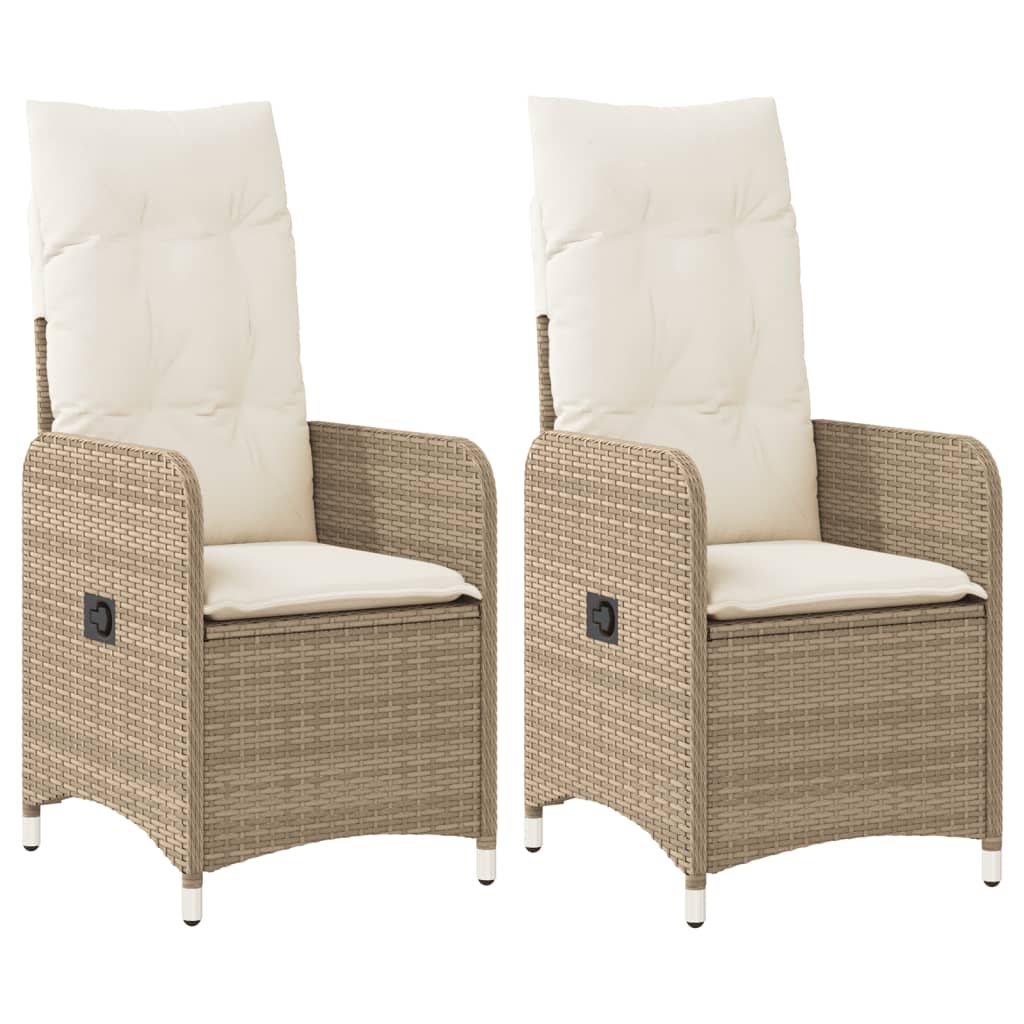 Gartensessel Verstellbar mit Kissen Schwarz Poly Rattan