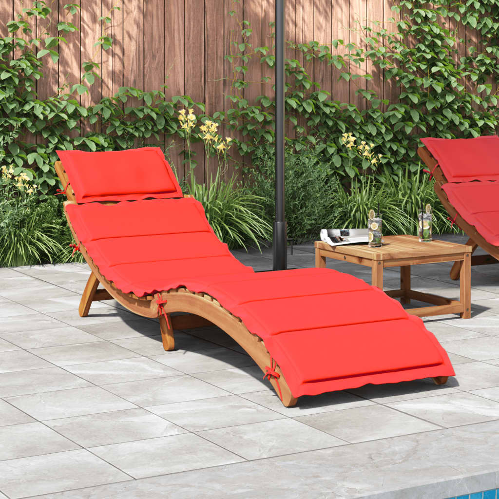Sonnenliege mit Auflage Beige Massivholz Akazie
