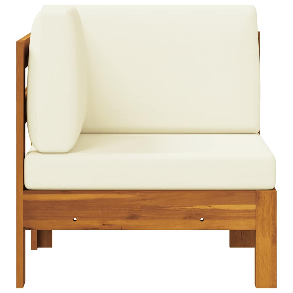 2-tlg. Garten-Lounge-Set mit Cremeweißen Kissen Akazienholz