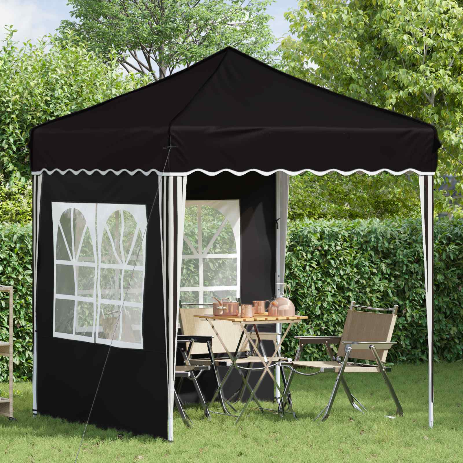 Pop-up Partyzelt 195 x 195 x 245 cm Creme Oxford-Stoff