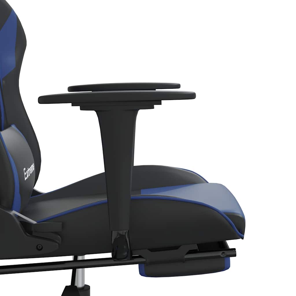 Gaming-Stuhl mit Massagefunktion Schwarz und Blau Kunstleder
