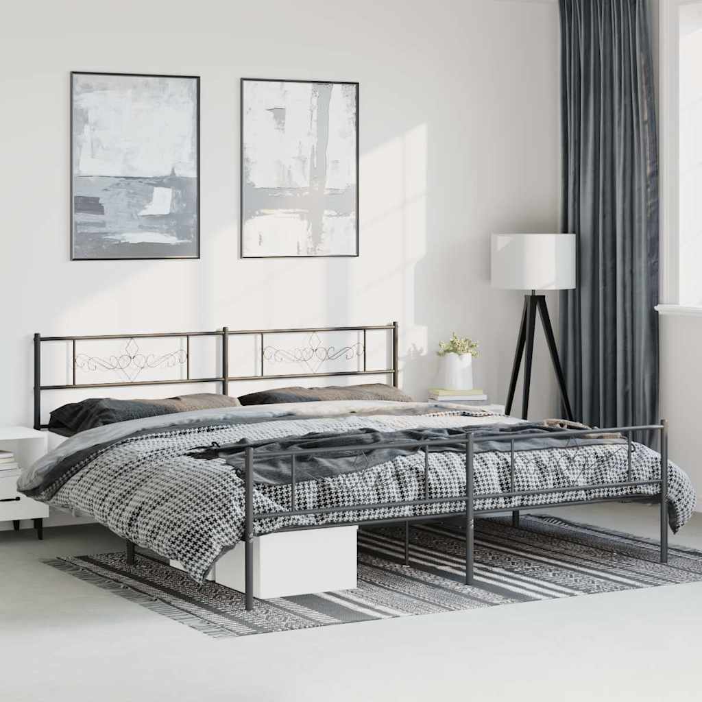 Bettgestell mit Kopfteil Metall Schwarz 100x190 cm
