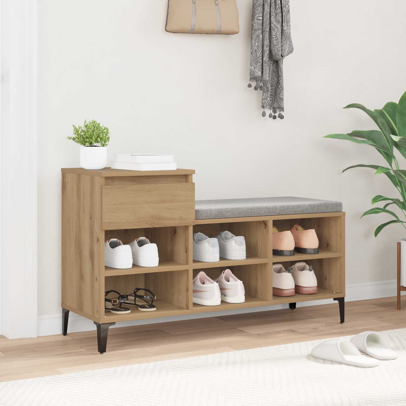 Schuhregal Weiß 102x36x60 cm Holzwerkstoff