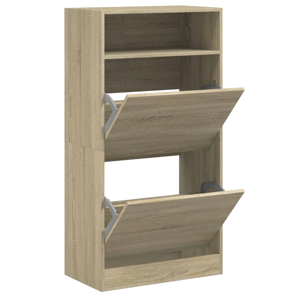 Schuhschrank mit 2 Klappen Weiß 80x34x116 cm