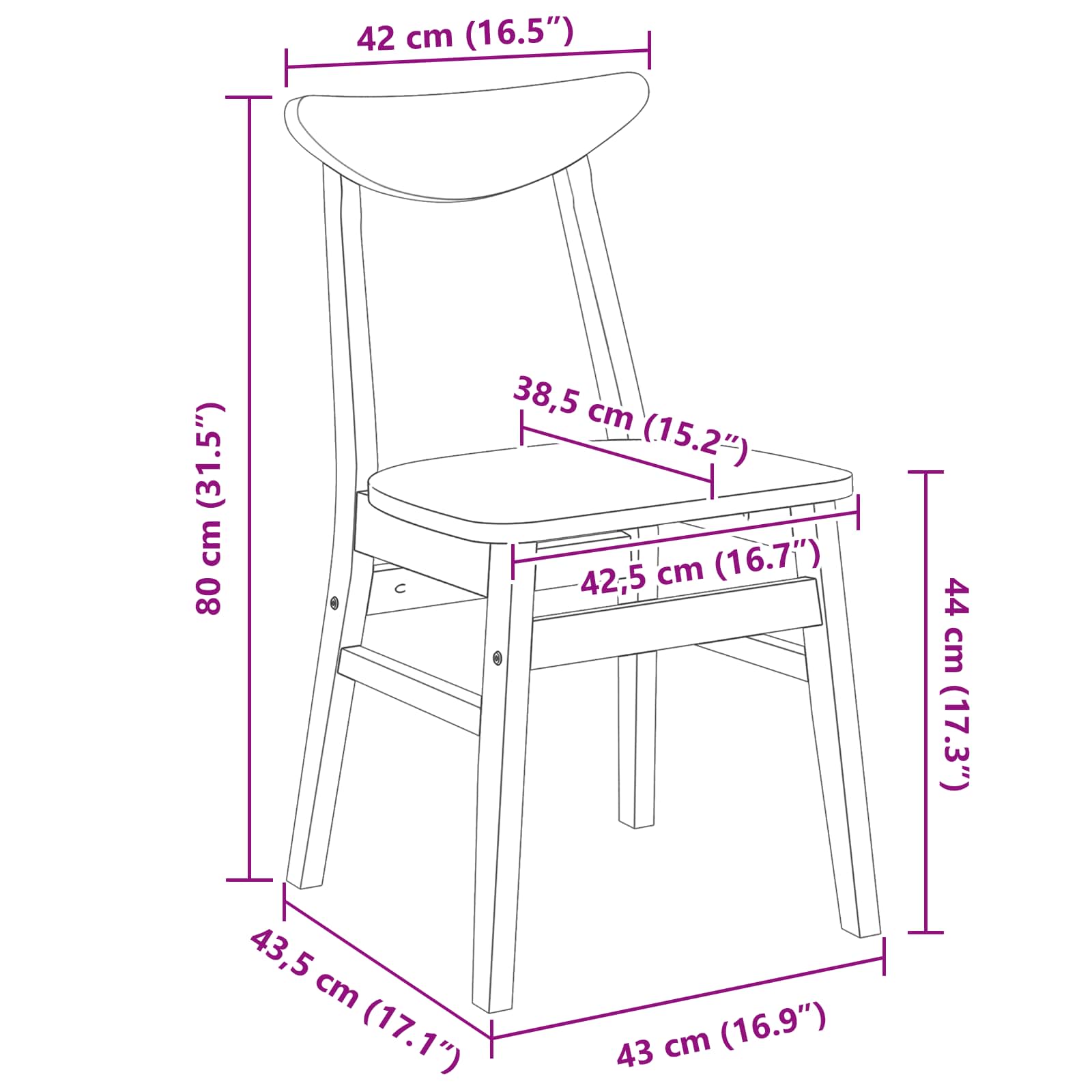Esszimmerstühle 2 pcs Hellbraun 42 x 47.5 x 81 cm