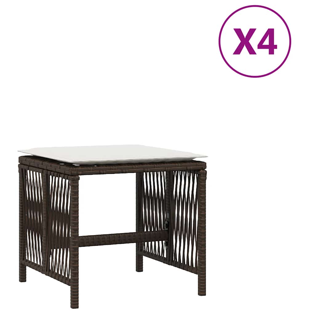 Gartenhocker mit Kissen 4 Stk. Schwarz 41x41x36 cm Poly Rattan