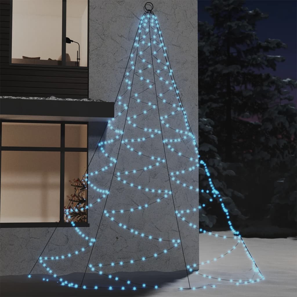 Weihnachtsbaum an der Wand mit Metallhaken 260 LED Blau 3 m