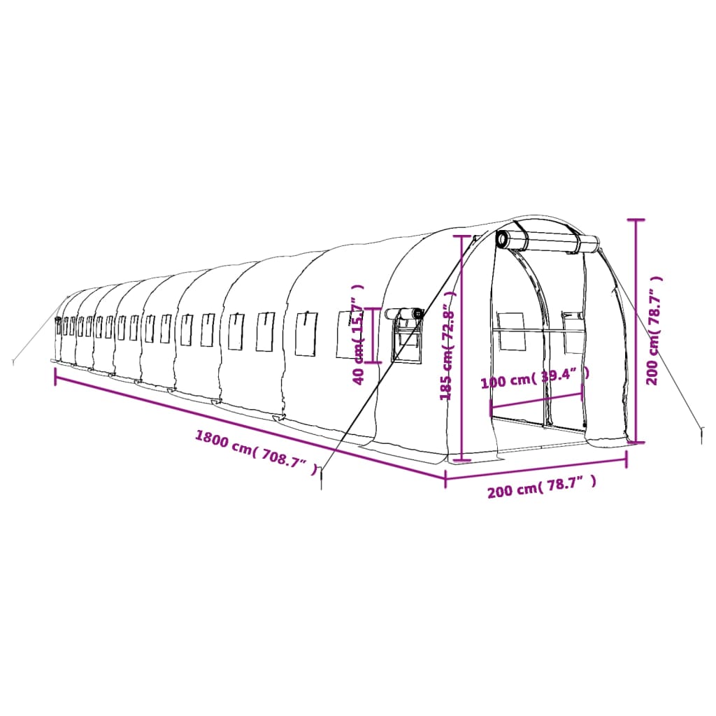 Gewächshaus mit Stahlrahmen Weiß 8 m² 4x2x2 m