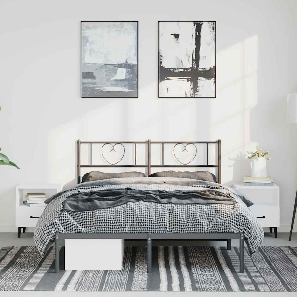 Bettgestell mit Kopfteil Metall Schwarz 100x190 cm