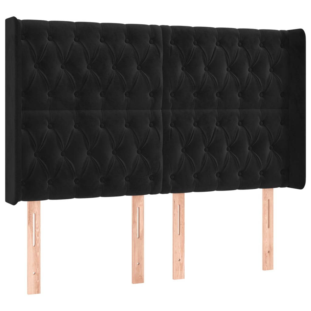 Kopfteil mit Ohren Dunkelblau 93x16x78/88 cm Samt