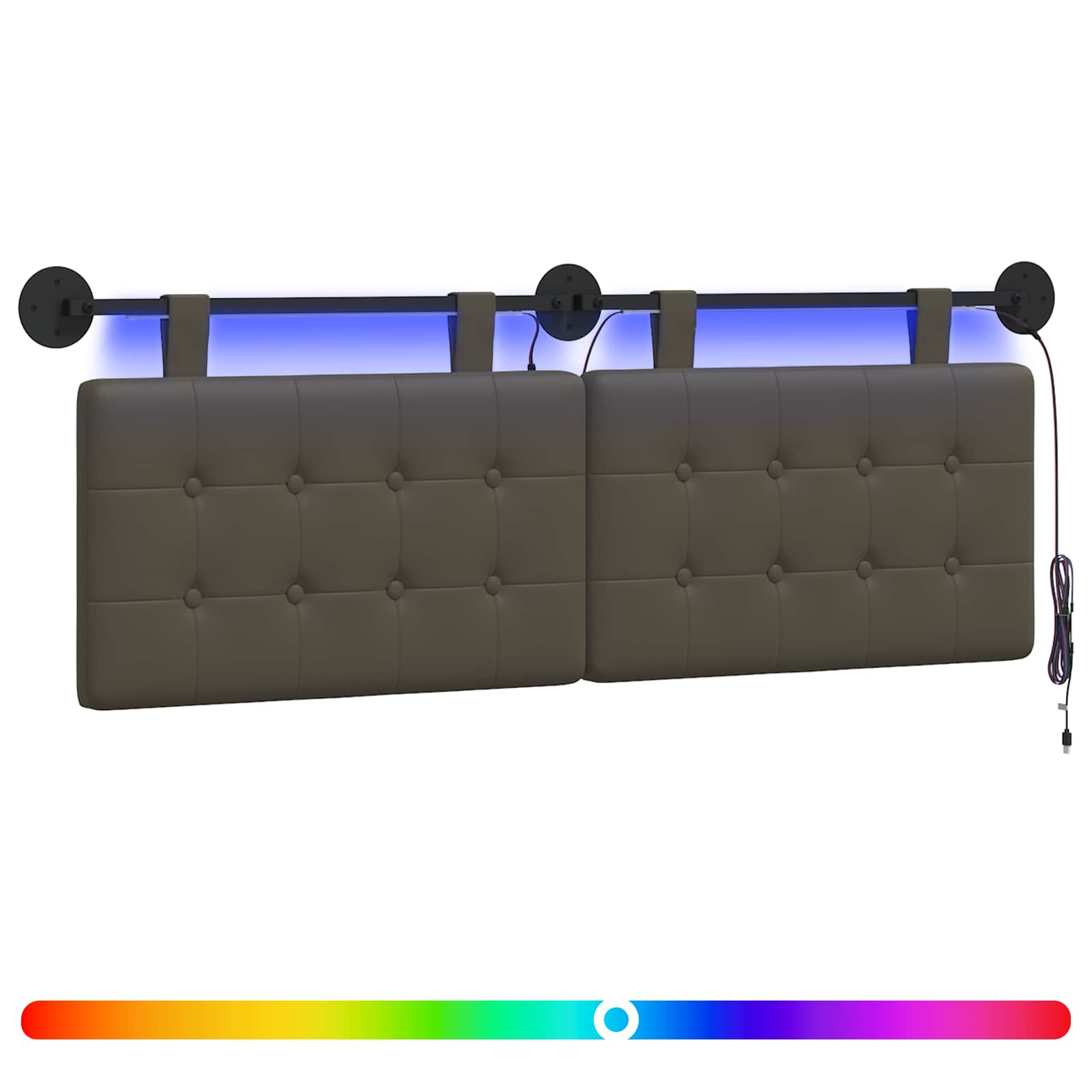 Hängendes Kopfteil Mit LED Licht Creme Kunstleder