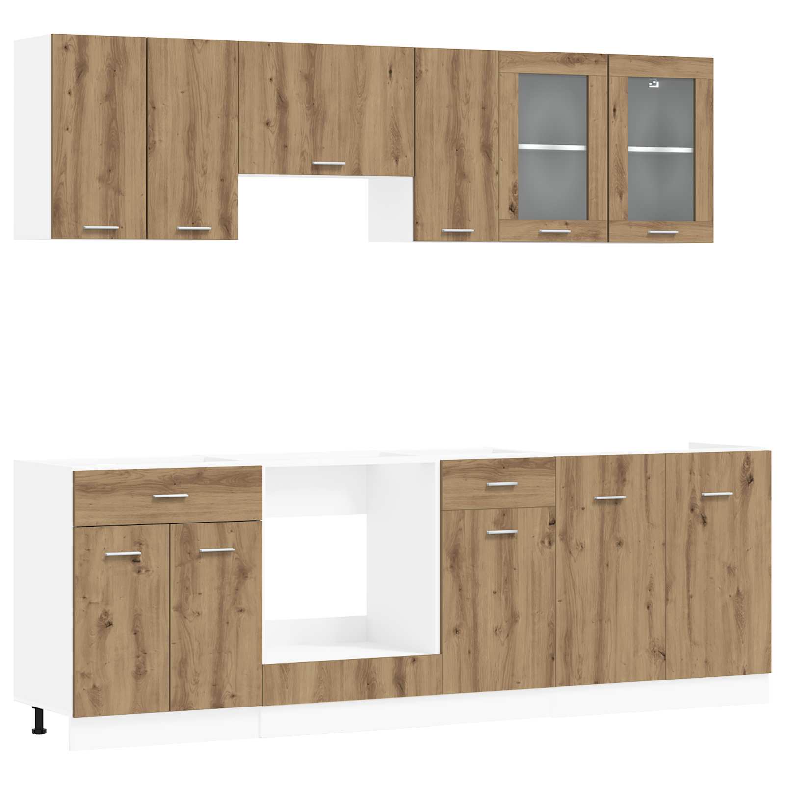 8-tlg. Küchenzeile Lyon Weiß Holzwerkstoff