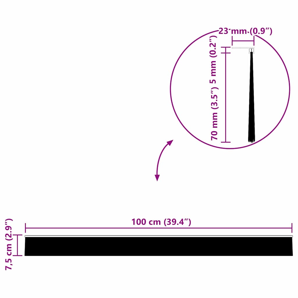 Aufsteck Türbürstendichtungen 2 pcs Braun 100 cm