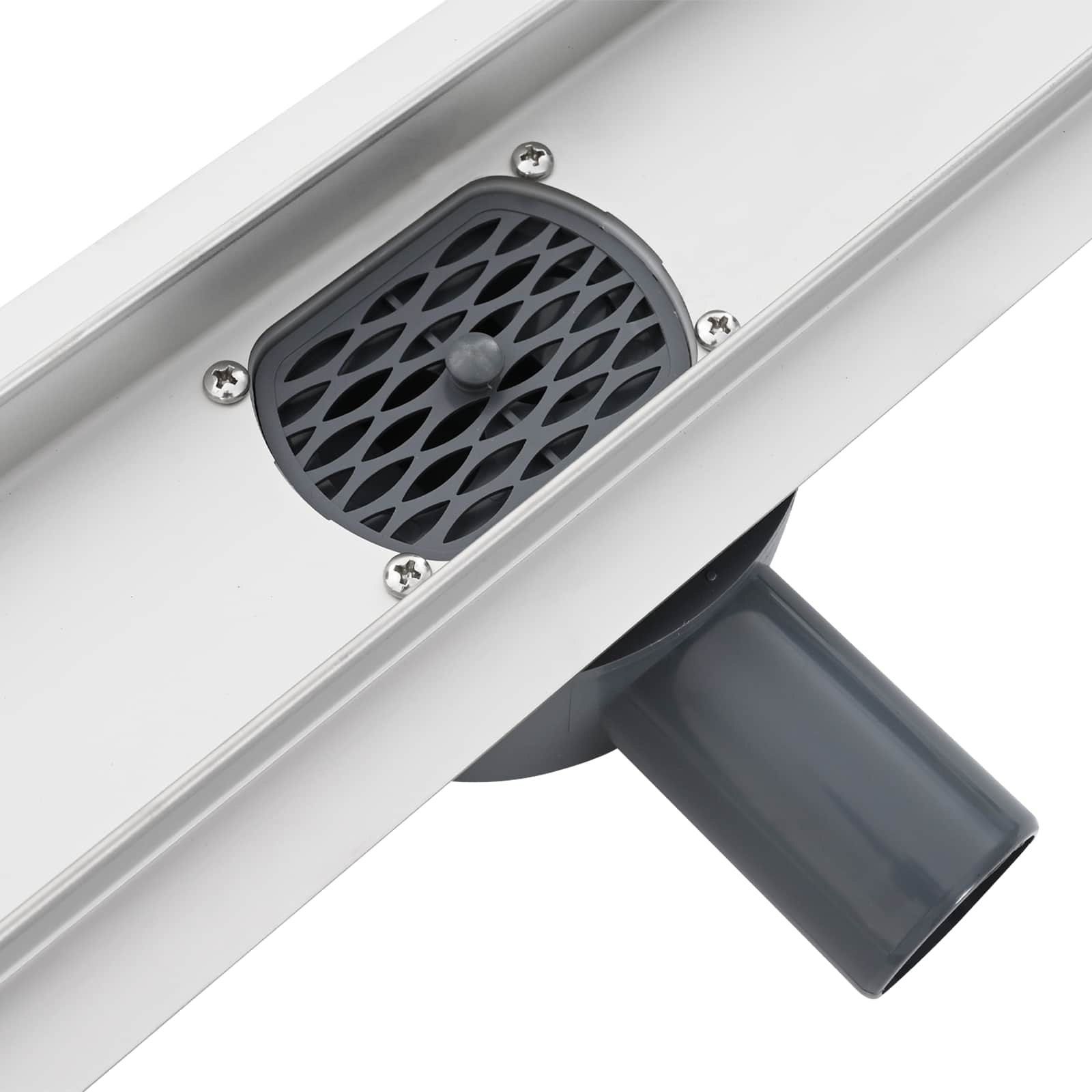 Duschabfluss mit Glashülle und 360° Siphon Schwarz 50 cm