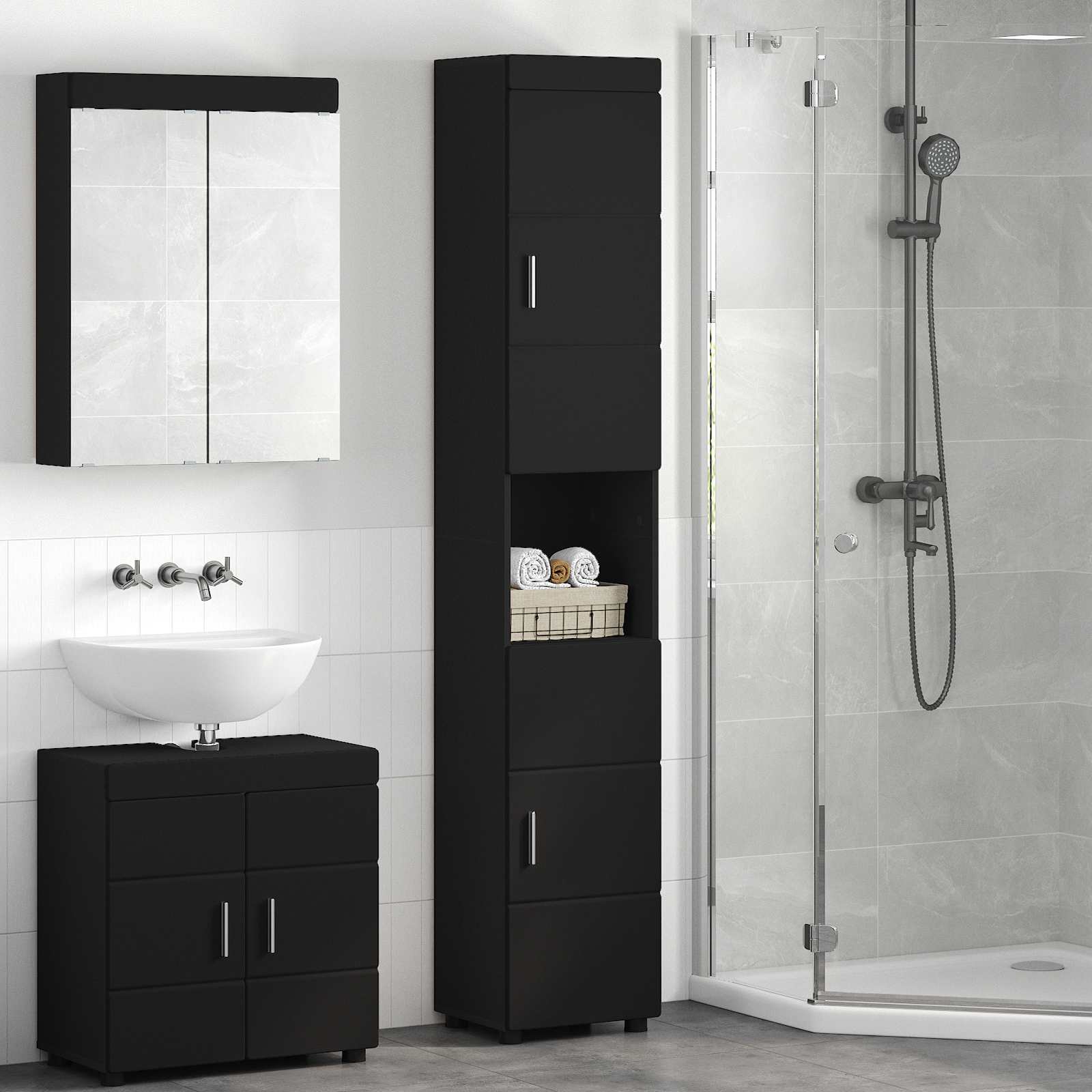 Badezimmermöbel-Set TULUM 2 pcs Weiß 60 x 34 x 63 cm