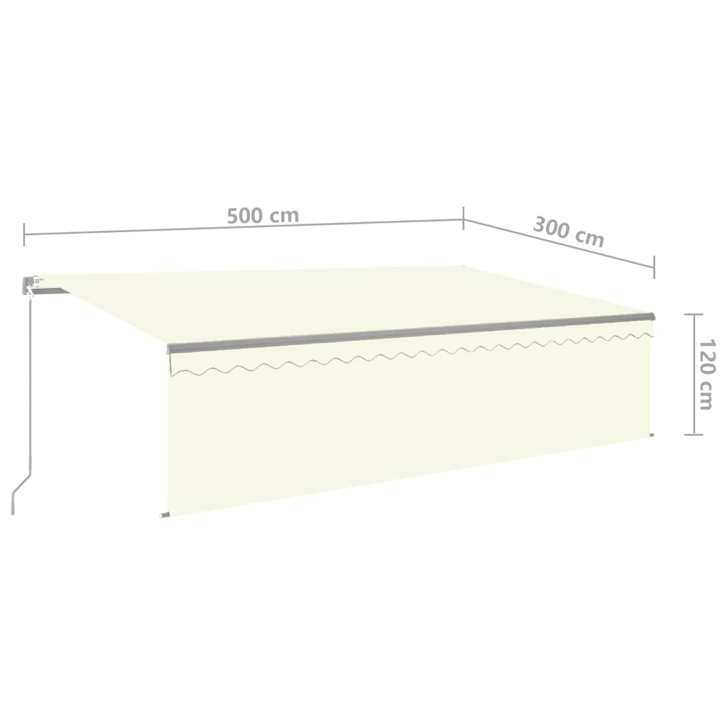 Markise Manuell Einziehbar mit Rollo 3x2,5 m Creme