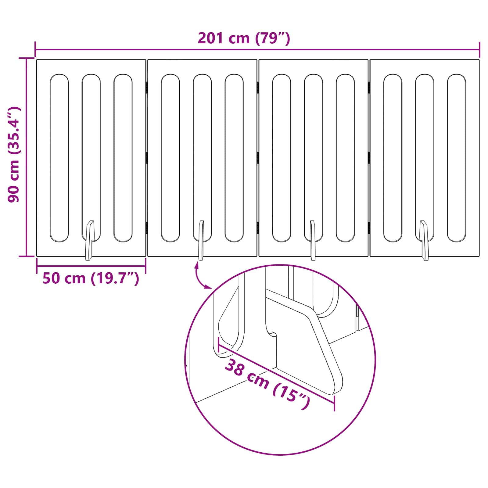 Faltbarer Haustierzaun 2 pcs Weiß 100,5 x 38 x 70 cm