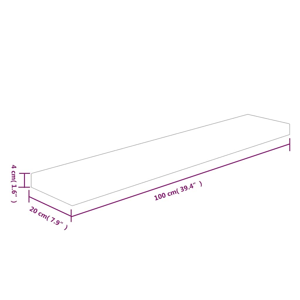 Regalboden 40x20x1,5 cm Unbehandeltes Massivholz Eiche