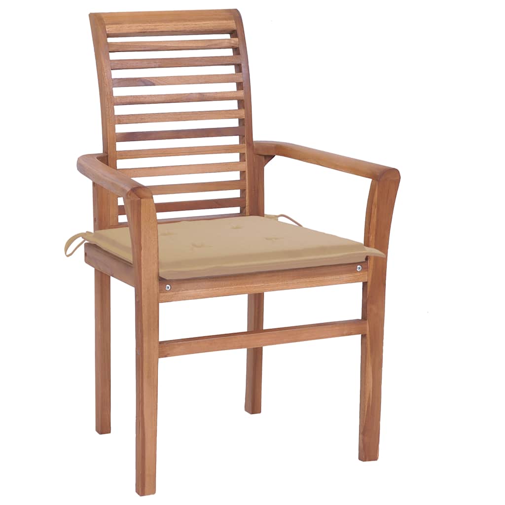 Essstühle 4 Stk. mit Anthrazit Kissen Massivholz Teak