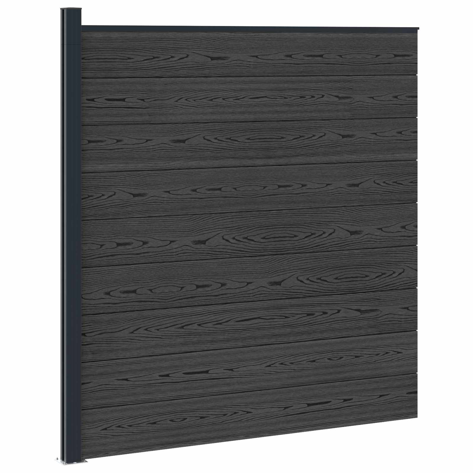 Zaunelement WPC 180x186 cm Schwarz