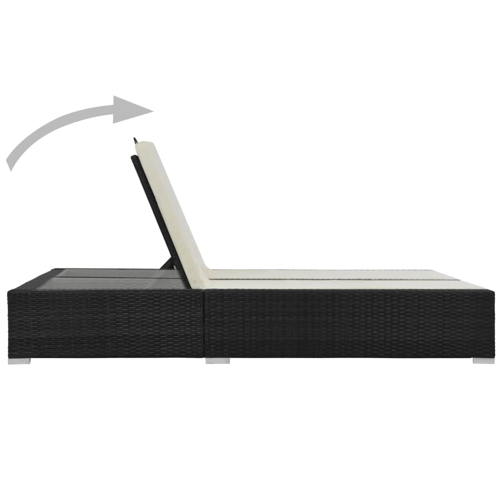 Doppel-Sonnenliege Poly Rattan Braun