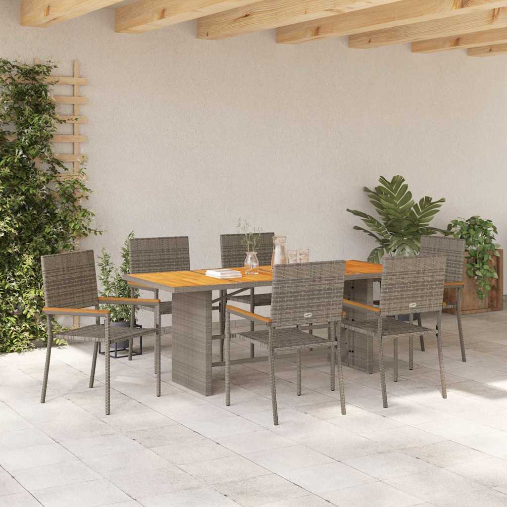 Garten Essgruppe 7 pcs Schwarz Poly-Rattan