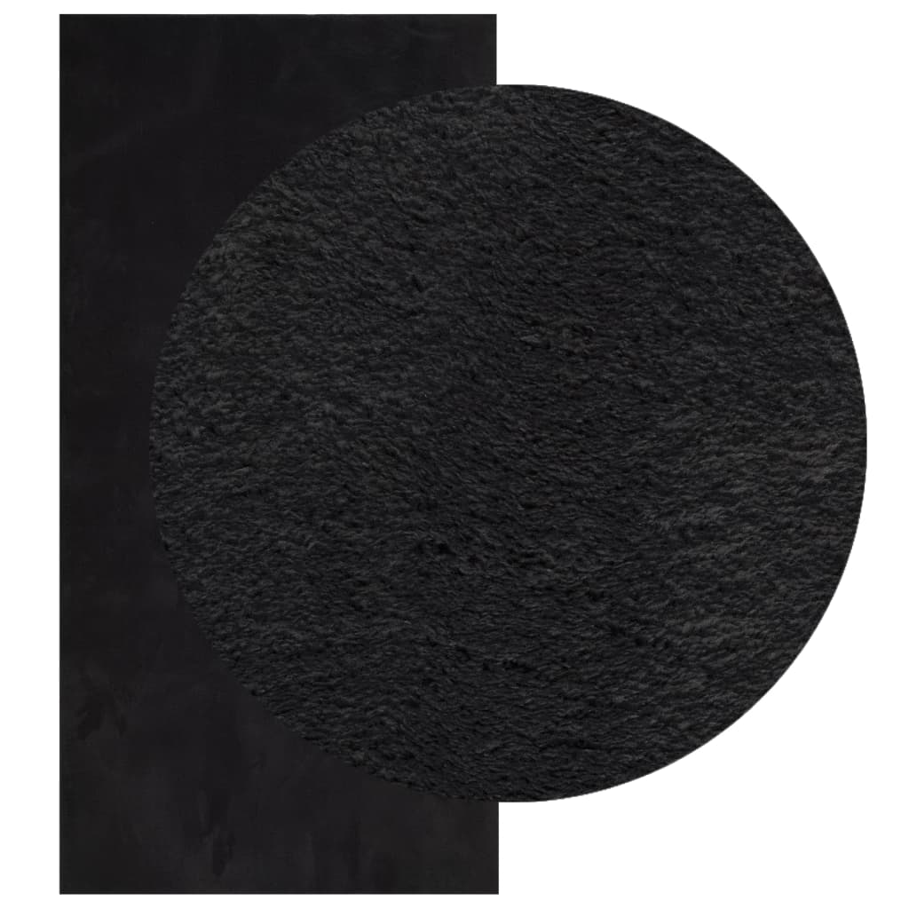 Teppich HUARTE Kurzflor Weich und Waschbar Anthrazit 60x110 cm