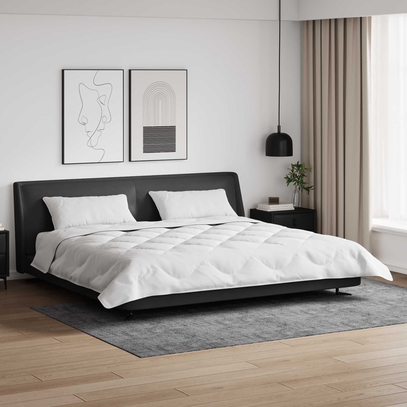 Decke mit Kissen 3 pcs Weiß Mikrofaser und Daunenfedern