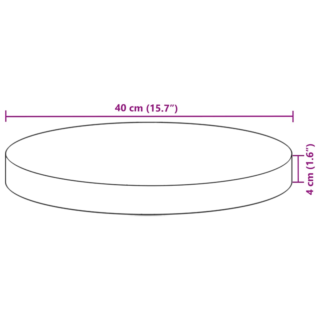 Tischplatte Rund Ø40x2 cm Massivholz Akazie