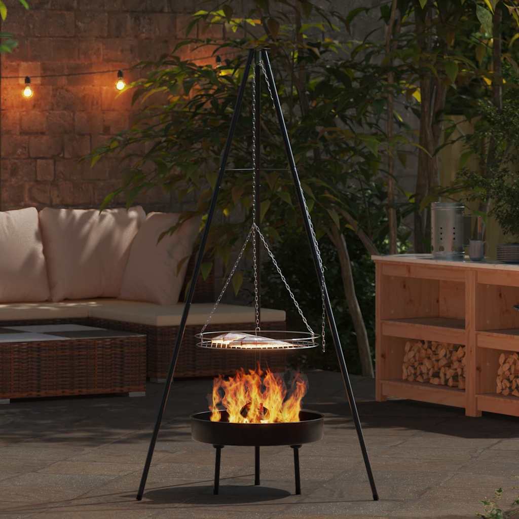 Lagerfeuer Stativ Schwarz 92 x 92 x 151,5 cm Stahl