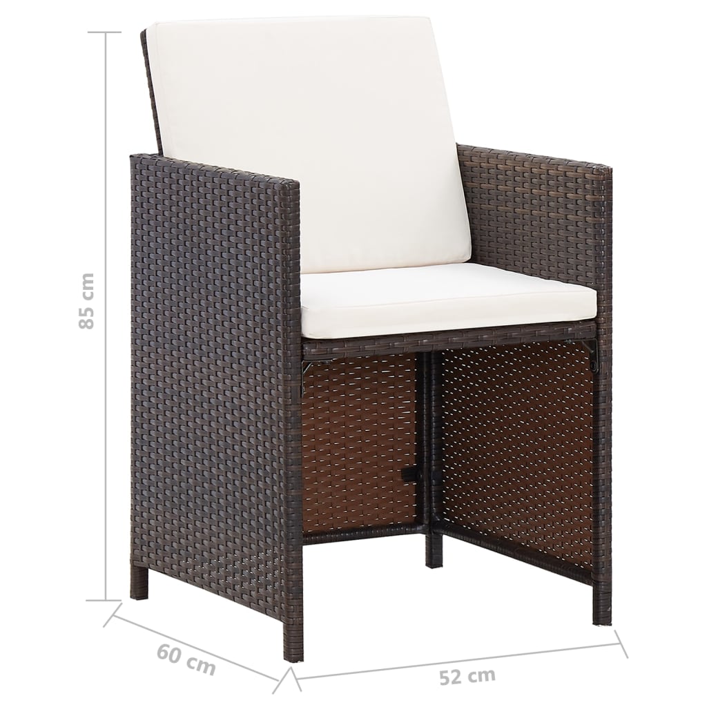 4-tlg. Gartenstuhl und Hocker Set Poly Rattan Schwarz