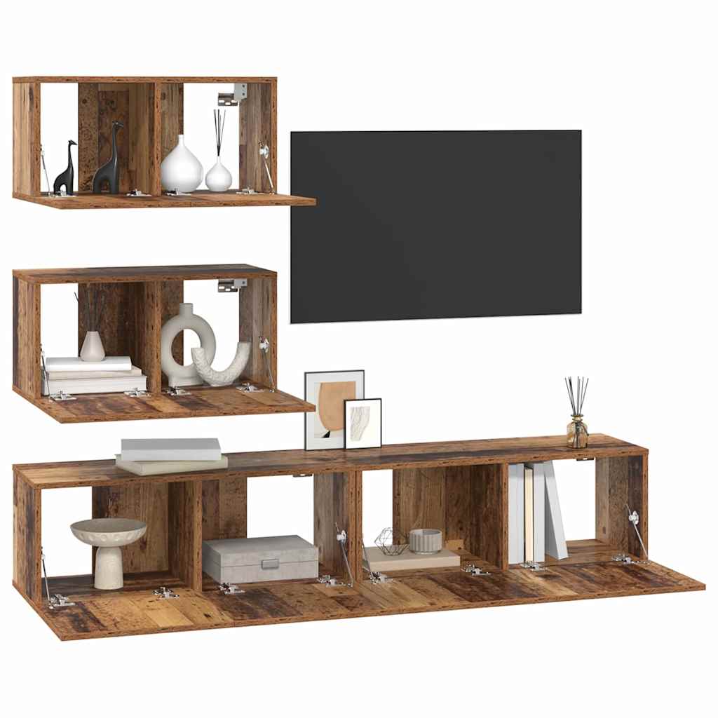 4-tlg. TV-Schrank-Set Weiß Holzwerkstoff