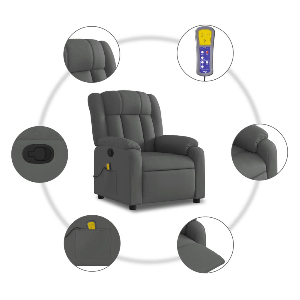 Massage-Relaxsessel, hellgrauer Stoff