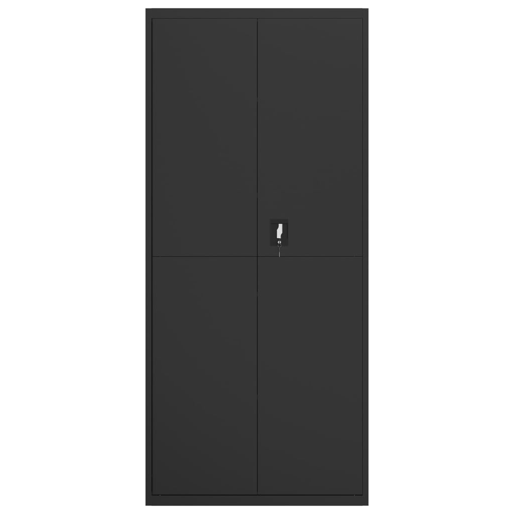 Aktenschrank mit 2 Türen Grau 90 cm Stahl