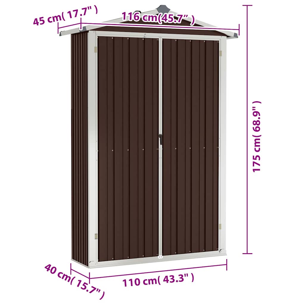 Gerätehaus Grün 116x45x175 cm Verzinkter Stahl