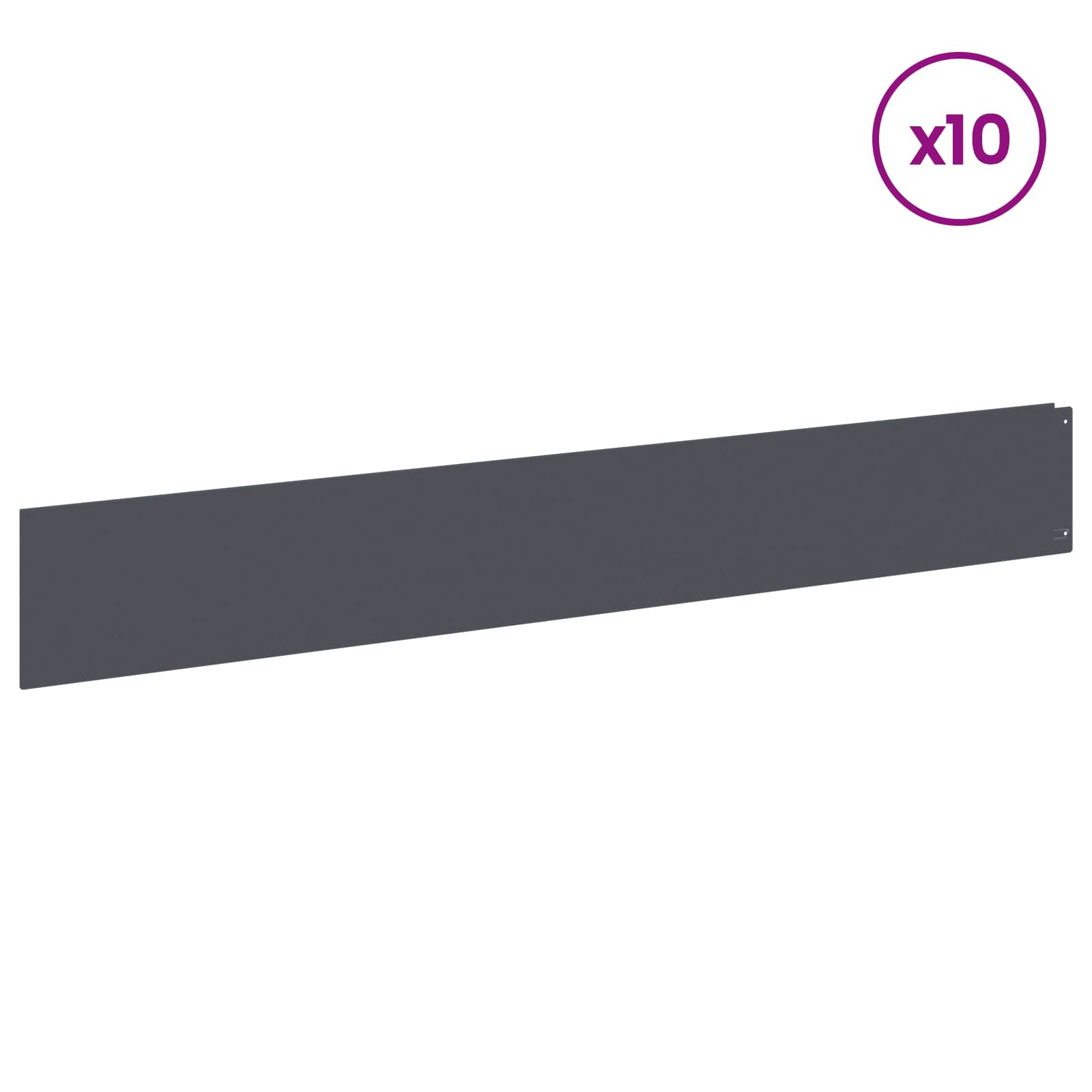Raseneinfassung 10 pcs 100 x 12 cm Stahl Anthrazit