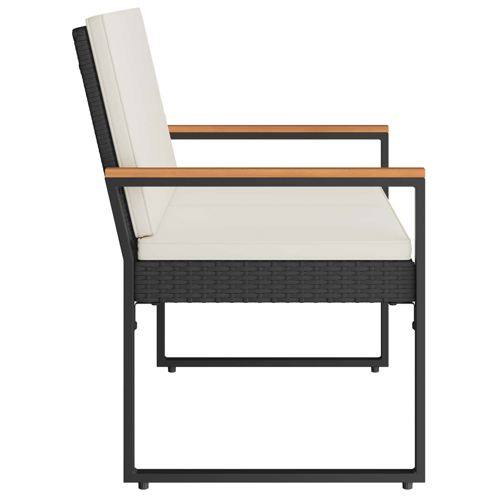 Bank Outdoor mit Kissen Schwarz 107 x 61 x 80 cm Poly-Rattan