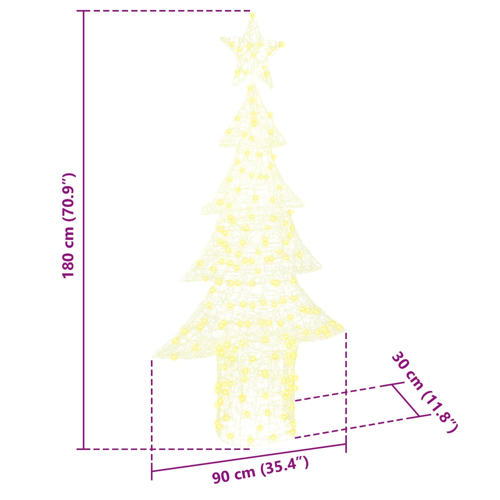 Weihnachtsbaum mit 100 LEDs Warmweiß 120 cm Acryl