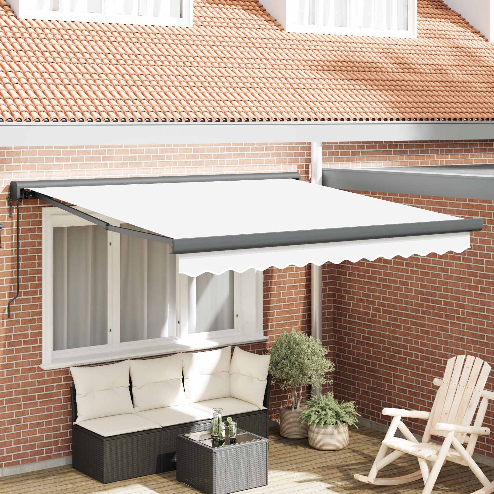 Markise Einziehbar Blau und Weiß 4x3 m Stoff und Aluminium