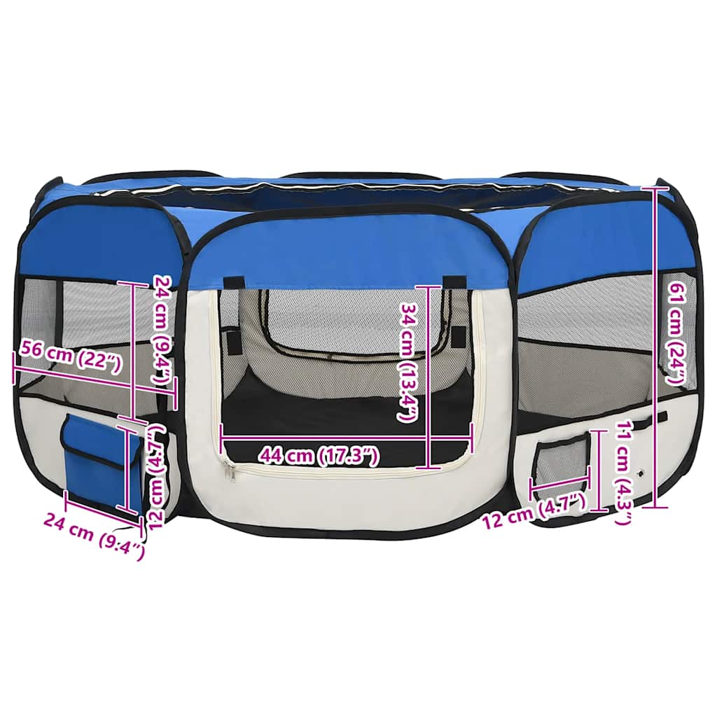Faltbarer Welpenlaufstall mit Tragetasche Schwarz 90x90x58 cm
