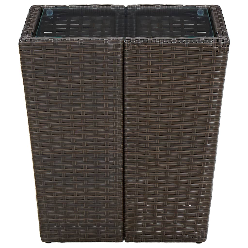 Beistelltisch Beige 41,5x41,5x44 cm Poly Rattan und Hartglas