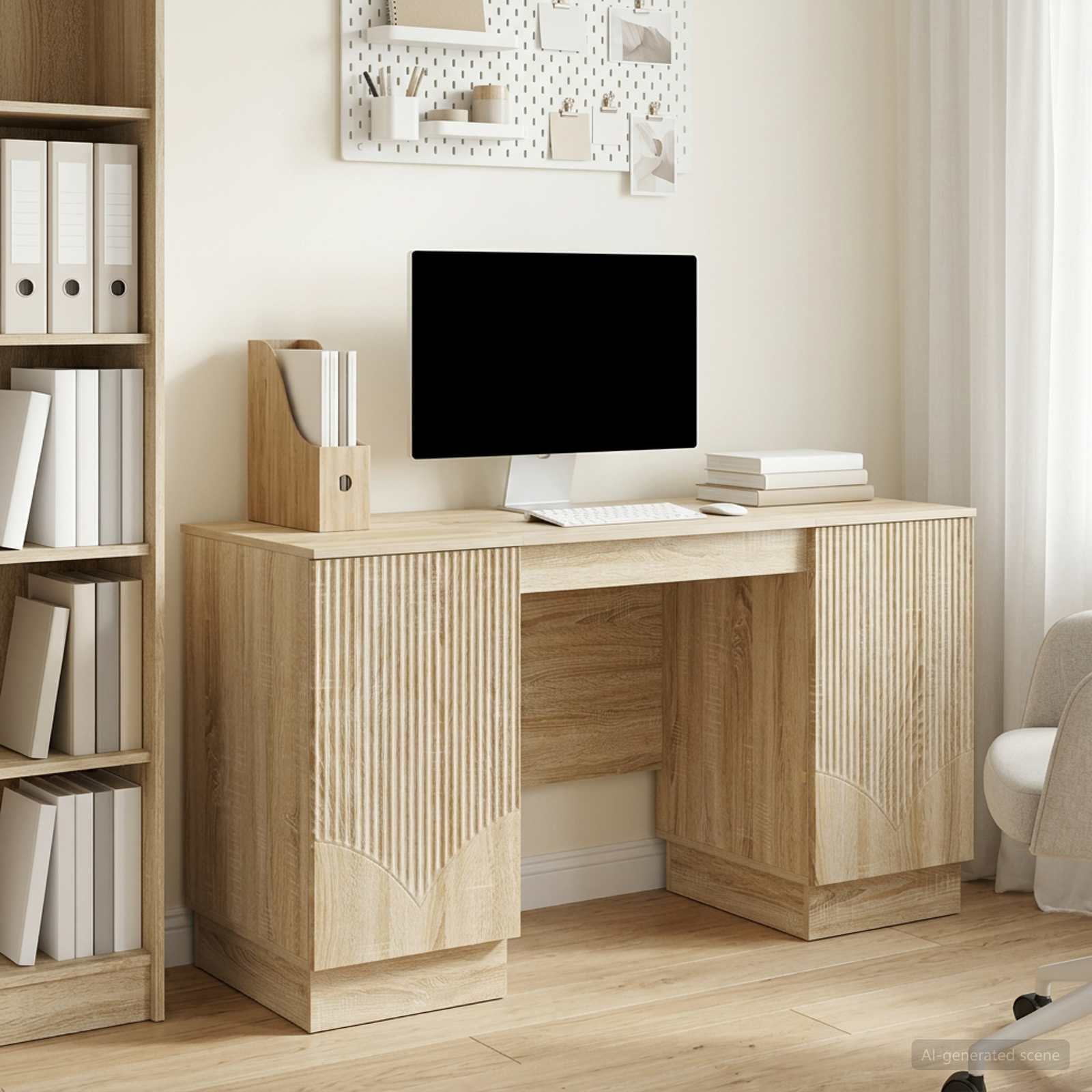 Schreibtisch mit Regal Schwarz 142,5 x 50 x 75 cm Holzwerkstoff