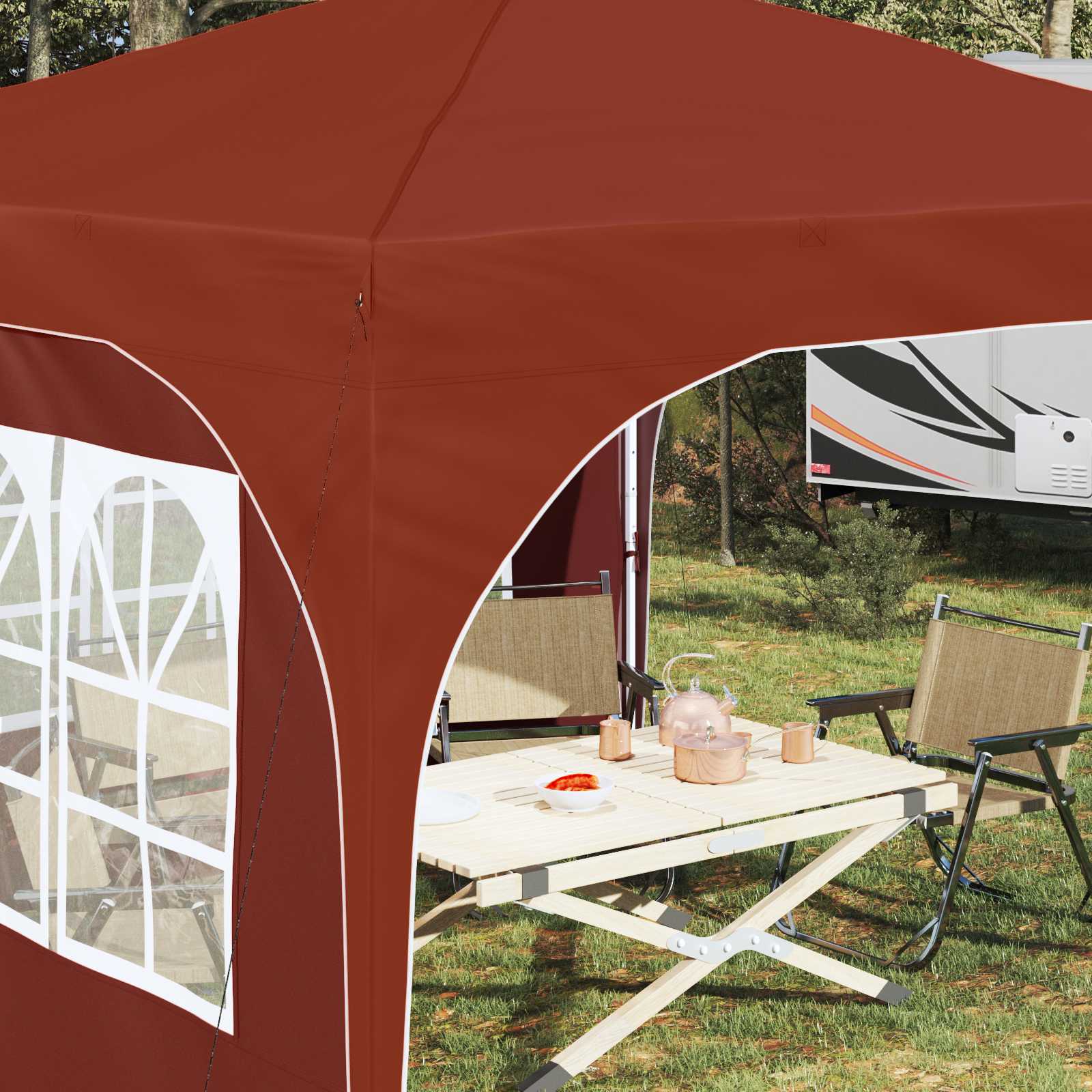 Pop-up Partyzelt 290 x 290 x 245 cm Creme
