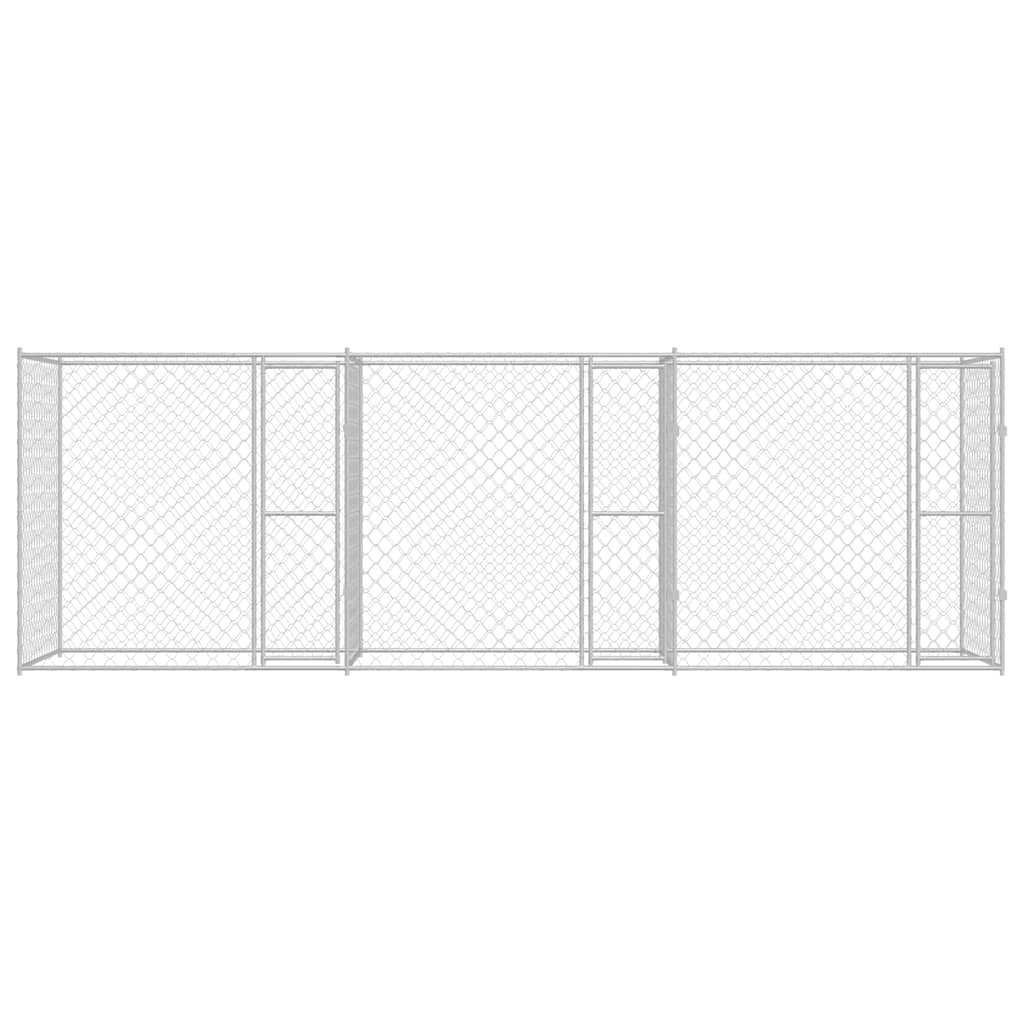 Hundezwinger mit Tür Grau 2x2x1,5 m Verzinkter Stahl