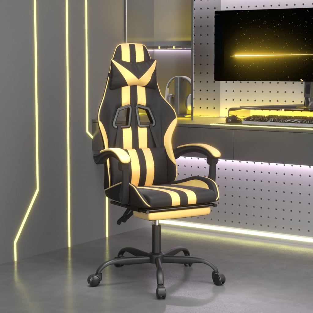 Gaming-Stuhl Drehbar Schwarz und Blau Kunstleder