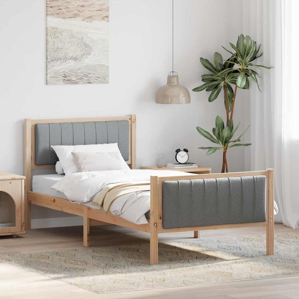 Bettgestell Braun und hellgrau 200 x 200 cm Massivholz Kiefer