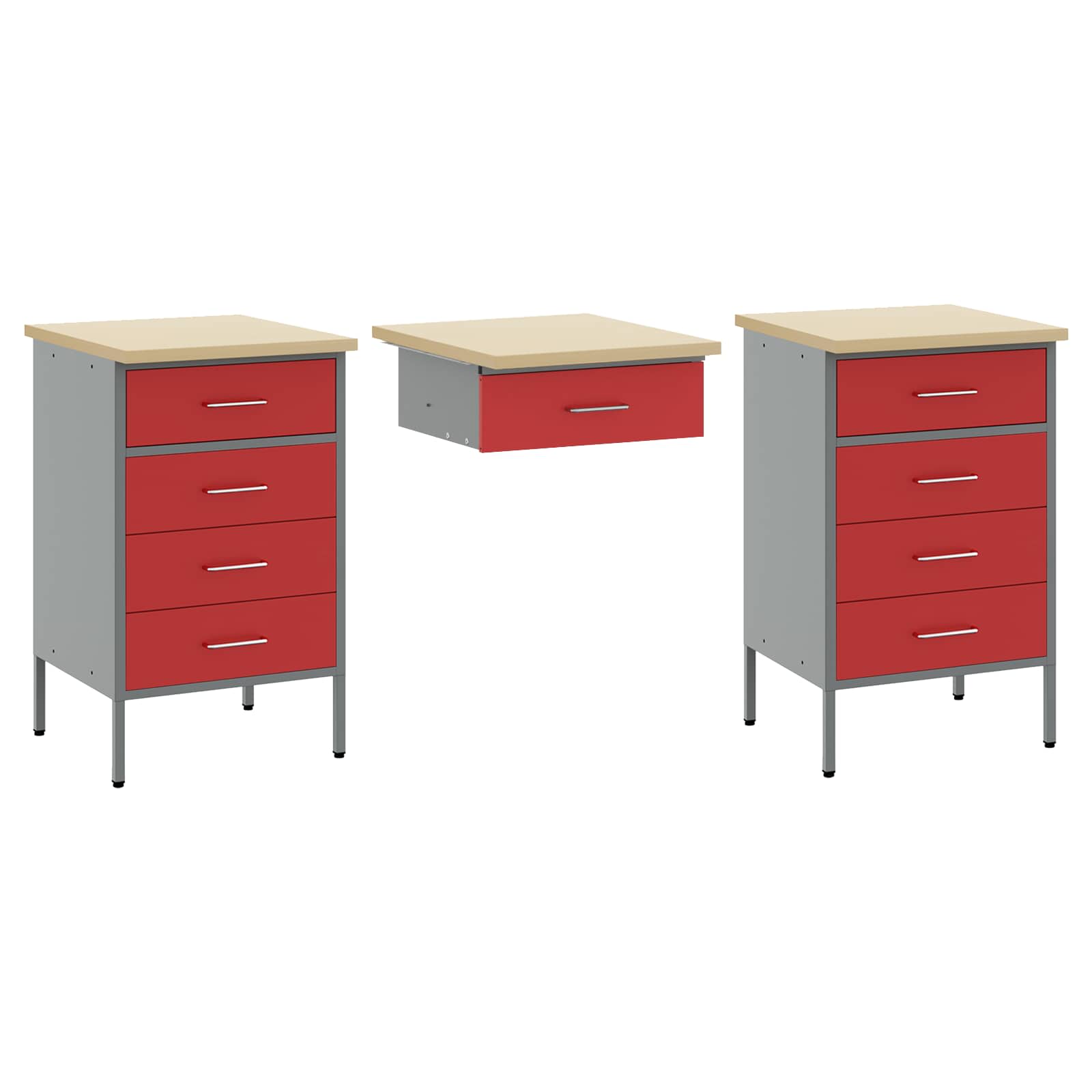 Arbeitsschrankset mit Schubladen mit Regal 8 pcs Grau