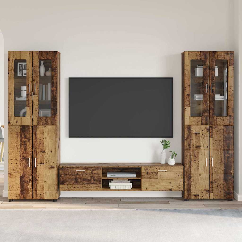 Highboard mit Regal FLORIN Weiß 60 x 35 x 182 cm Holzwerkstoff